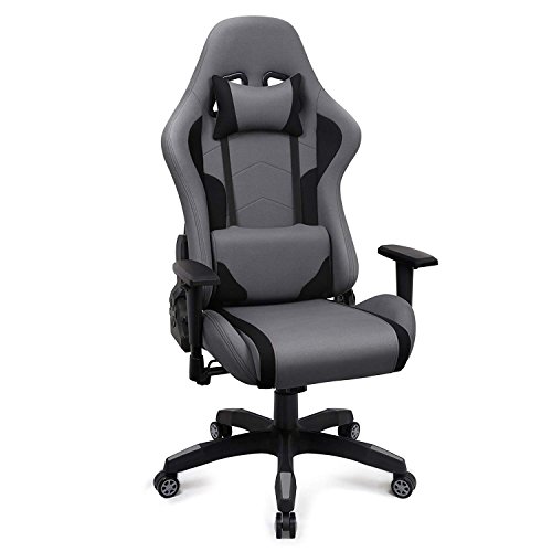 Preisvergleich Produktbild dfgdsvx Gaming Stuhl, Racing Bürostuhl Stoff, Ergonomischer Computerstuhl Drehstuhl mit Hoher Rückenlehne, Grau