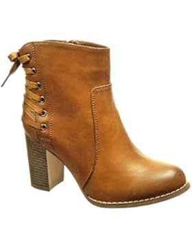 Angkorly - damen Schuhe Stiefeletten - Low boots - Spitze Blockabsatz high heel 8 CM