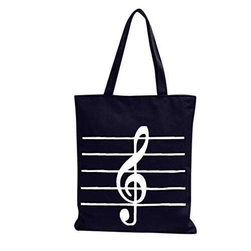 DSstyles Donna, Borsa a Spalla, Borsa da Viaggio di Tela Music Note Modello Borsa a Mano Nero