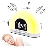 Gosimida Smart Sleep Wake-up Light, Sunrise Wake Up Light, 2 In 1 Toddler Sleep Training And Kids Alarm Clock For Desktop, Bedside, Travel, Table