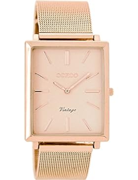 Oozoo Vintage Damenuhr Flach Eckig Metallband 31 MM Rose/Rose C8184