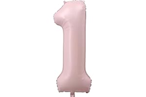 Elizakumi BB Pink Number 1 Balloon Large 1th Birthday Anniversary Helium Foil Number Balloon 1 Baby Pink / 40inch Party Deco