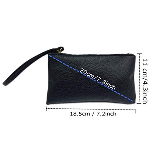 JiXUN reliable Man Solid Wallets PU Leather Pouch with Zipper Coin Purse Clutch Phone Wristlet Portable Handbag(None BK)