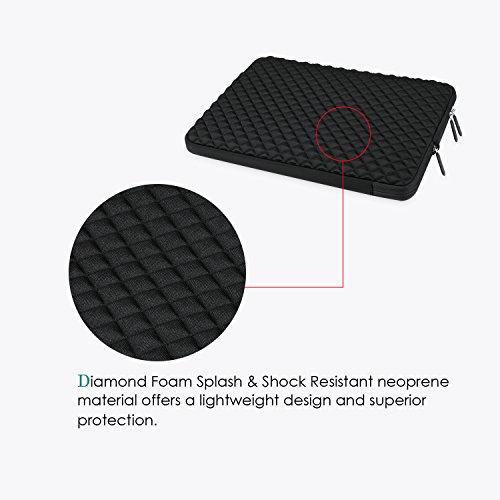 AMNIE Diamant wasserresistente and stoßfest Neopren 38.1-39.6 cm (15-15.6 Zoll) Laptop-Tasche / MacBook Tasche / Computer-Tasche / Netbook Tasche / Aktentasche / Ultrabook Tasche / Taschen-Abdeckung / Überzug, schwarz - 5