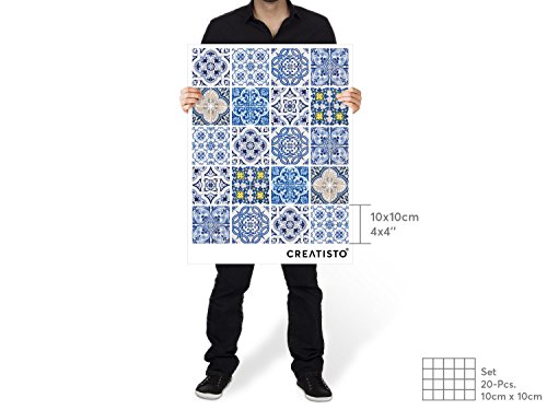 Fliesenfolie Fliesensticker | Fliesen Mosaik – Dekorfolie für Badfliesen und Küchenrückwand | Vinyl Fliesen-Aufkleber – dekorative Wandgestaltung Klebefliesen | 10×10 cm Motiv Klassisch – 20 Stück - 4