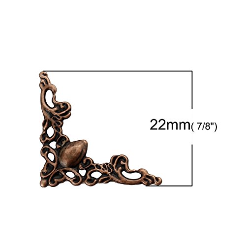 4 Verzierungen / Ornamente, Ecken, 2,2 x 2,2 cm, kupfer - 2