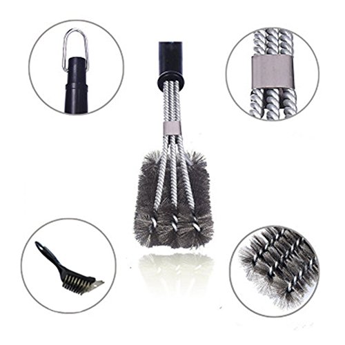 3 in 1 BBQ Grillbürste,PULNDA 18″ Grillbürste Barbecue Brush und Einen Reinigungsbürste Scraper Remover Reiniger – 360° Reinigung Edelstahl Bürstenborsten , Freien und Camping Grillbürste Barbecue Reiniger für Weber,Outdoorchef, Holzkohlegrill, Gasgrill(2 PCS) - 2