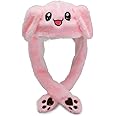 GWAWG Funny Plush Bunny Hat Ear Moving Jumping Rabbit Cute Animal Flap Cap Stitch Hat for Women Girls Children Party Holiday Halloween Easter Christmas Birthday Dressup Cosplay Costume Gift