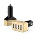 Produktbild MoKo 5V/9.6A 48W 4 USB Ports Auto Car Charger KFZ Ladergerät Adapter Dockingstation für Smartphone iPhone 6/6 Plus,iPad Air 2,Samsung Galaxy S6,Nexus 6 für Android und Apple Geräte,Schwarz/Golden