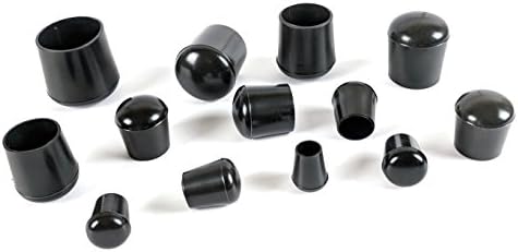 Multipurpose Feet. Rubber Ferrules with Hard-Wearing Steel Insert, Range of Sizes, Made in Germany (Black, 16mm - See Second Image Before Ordering This Size, Pack of 12)