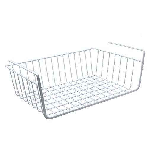 Yontree Cesta Colgante de Metal Estante Intermedio Organizador bajo Aparador y Armario Blanco Talla L