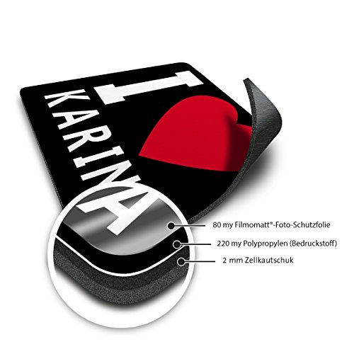 Mousepad mit Namen Karina personalisiert – Motiv I Love – Namensmousepad, personalisiertes Mauspad, Gaming-Pad, Maus-Unterlage, Mausmatte - 3