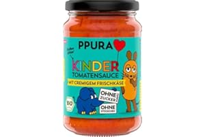 ‎PPURA PPURA Bio Tomatensauce mit Frischkäse für Kinder | 100% Pur - Ohne Zuckerzusatz oder sonstige Zusatzstoffe | Stückchenfreie Pasta-Tomatensoße mit 6% cremigem Frischkäse | Made in Italy | 340g Glas