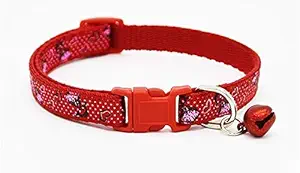 PSK PET MART Adjustable Puppy and Cat Collars (Single Piece) Buckle Safety Neck Collar Strap with Bell Small Size (Colour May Vary)