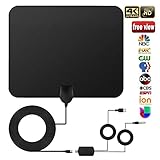 Indoor TV Aerial, [2019 Newest Version] TV Aerial 150 Miles Range Digital TV Antenna,1080P TV Indoor Aerial HDTV Antenna with 13 Feet Cable and Detachable Amplifier Signal Booster
