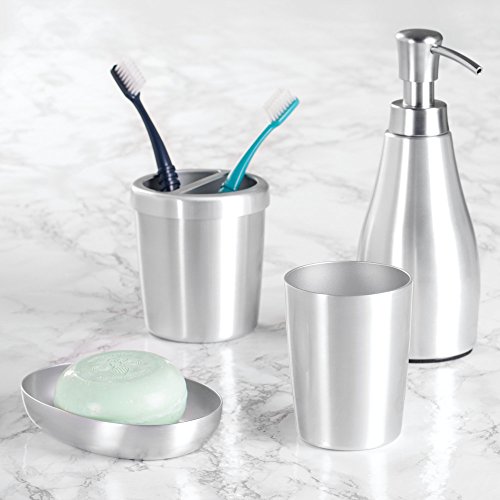 InterDesign 39340EU Alumina Zahnbürstenhalter Ständer für das Bad – Aluminium Gebürstet Metall 9,14 x 9,14 x 9,91 cm - 4