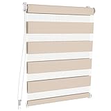 VIELSEITIG: Für fast alle Fenster und Türen geeignet. Die Doppelrollos sind in den gängigsten Fenster- bzw. Türgrößen und in vielen Farben erhältlich. Stufenlos einstellbarer Sicht- und Lichtschutz: das Doppelrollo ist mittels Kettenzug verstellbar.