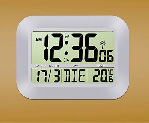 Wanduhr mit Alarm, Snooze, Kalender und Temperaturanzeige, Funk [version:x8.2] by DELIAWINTERFEL - 3