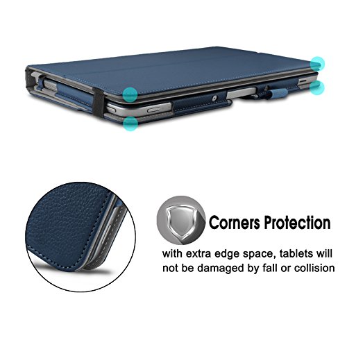 Asus Transformer Mini T102HA Hülle Case -Infiland Slim Fit Folio PU-lederne dünne Kunstleder Schutzhülle Cover Tasche für Asus Transformer Mini T102HA Tablet-PC (mit Auto Schlaf / Wach Funktion, Tablet und Tastatur sind nicht entgehaltet)(Dunkleblau) - 6