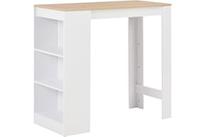 vidaXL Stolik barowy z półkami, biały, 110 x 50 x 103 cm