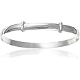 Designer Inspirations Boutique Plain Polished Expanding/Expandable/Adjustable Bangle Bracelet for Baby/Child/Children/Women - 925 Sterling Silver - Baby/Childrens Jewellery