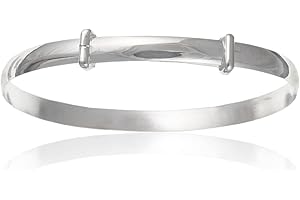 Designer Inspirations Boutique Plain Polished Expanding/Expandable/Adjustable Bangle Bracelet for Baby/Child/Children/Women - 925 Sterling Silver - Baby/Childrens Jewellery