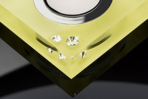 Moderner Teelichthalter Simply 2 mit SWAROVSKI ELEMENTS Kristallen – Tischdeko (lemon) - 3