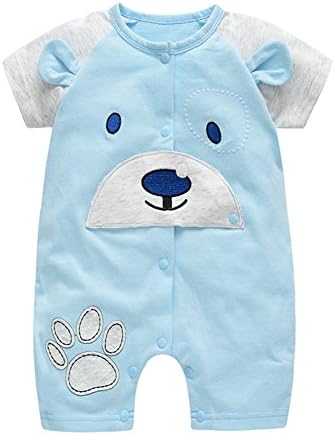 Yanqiao Cotton Baby Girl Boys Bear Jumpsuit Cute Animal Romper Toddler Cloth Light Blue