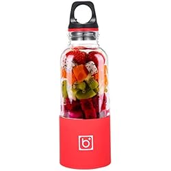 Womdee Fruit Juicer, Juice Blender, Extracteur de Jus Fruits et Légumes, USB Portable Rechargeable jus Blender, Convient pour la Maison Voyage Activités de Plein Air, 500ML, Rouge