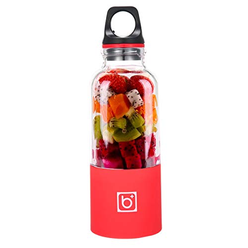 Womdee Fruit Juicer, Juice Blender, Extracteur de Jus Fruits et Légumes, USB Portable Rechargeable jus Blender, Convient pour la Maison Voyage Activités de Plein Air, 500ML, Rouge