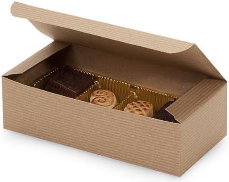 1 Lb Kraft Pinstripe Candy Boxes7 X 3-3/8 X 2 inch - 100% Recycled 100 pack