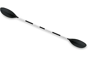 Intex 69629E 86" Kayak Paddle: Ribbed Spoon Shaped Blades – Durable Lightweight Shaft – Comfortable Grips – 3-Position Feather Adjustability – TUV RL Approved