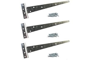 WYRE DIRECT 3X Galvanised Tee Hinges 24" 600mm Long Very Heavy Duty Gate Shed FIXINGS Included