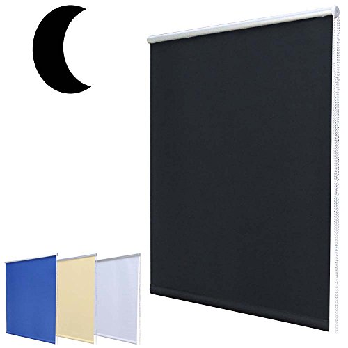 Nachtdunkel Klemmfix Mini Verdunkelungsrollo ohne Bohren inkl. Klemmträger / Schwarz 70x120cm (Breite x Höhe)