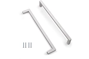 ANSIEDIO 2 Pièces Acier Inoxydable Cuisine Armoire Porte Poignées Placard Tiroir Chambre Meubles Poignee Tirer Entraxe 288MM, Argent, avec des vis