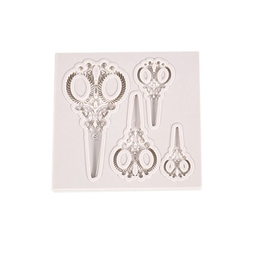 Kicode Cupcake Fondant Cake Mould Molds Tools Bakeware Cake Decor Gold Tools Scissors Shaped Vintage Silicone