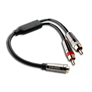 CABLESETC Pro Series 3.5mm Stereo Female to 2 RCA Analog Male Jacks 6 inches Y Cable Adapter with Metal Plugs Gold Plated Compatible for Smartphones, MP3, Tablets, Home Theater