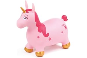 Ludi - Jumping Ballon Sauteur Licorne pour Enfants - 61x53x24 cm - Jouet Dynamique en PVC avec Poignées Ergonomiques - pour Intérieur et Extérieur - Inclut Système de Gonflage - Dès 10 Mois