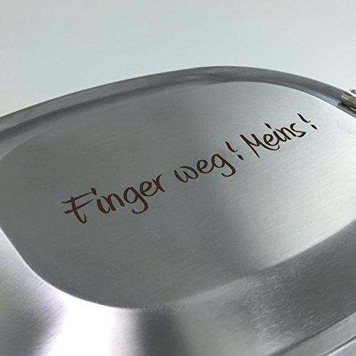Vesperbox Edelstahl Vesperdose Frühstücksbox Brotdose mit Gravur (Finger weg! Meins!) - 2