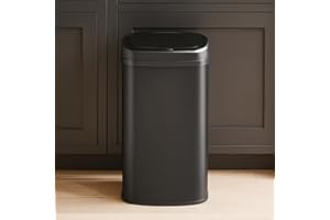 Bayt Mülleimer mit Sensor - 60 Liter - Metall - Ideal für Küche und Haushalt - weiß (Black)