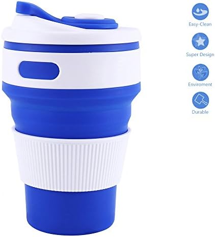 Windyeu Collapsible Silicone Coffee Cup Flodable Reusable Mug Portable For Outdoor Camping Hiking And Travel Picnic Lightweight With Lid Food-Grade