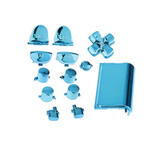Generic Metall überzogen Vollständige Gehäuse Schale Fall Schaltfläche Bausatz Ersatzteile für PS4 Controller – Blau, one size - 6