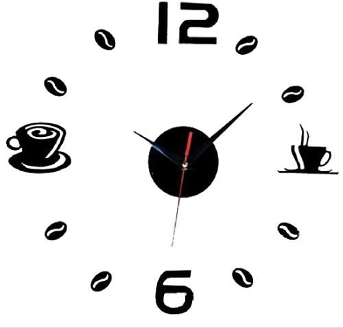 boyAgirl Modern Creative New Diy Number Wall Clock Surface Sticker Home Office Decor Acrylic Coffee Cup Black