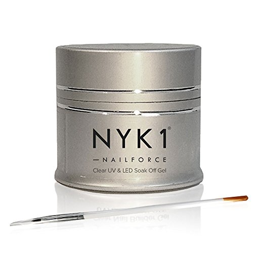 NYK1 NAIL FORCE Liquid Nail UV & LED Power Gel ExtendaNail No More Nail Builder No More Broken Nails. For Enhancements, Extensions or Natural. Amazing Strengthener. Soak Off Formula with FREE Application Brush. Extender and Lengthener for Lengthening