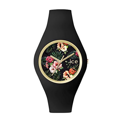 Ice-Watch - Ice Flower Colonial - Reloj Negro para Mujer con Correa de Silicone - 001298 (Medium)