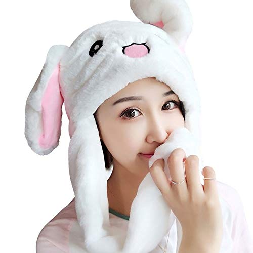 FXY Unisexe drôle Chapeau de Lapin avec Oreilles en Mouvement Lapin en Peluche Chapeau Lapin Oreille Bandeau Jouet Habiller Robe Cosplay Lapin Cadeau pour Les Enfants Adultes,Noflash
