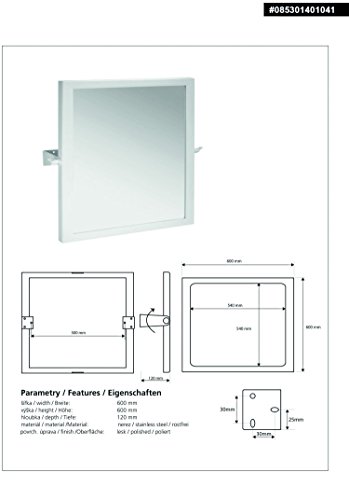 Lagerdeal.de #085301401044 L Kippspiegel, 600 x 600 mm, weiß - 2