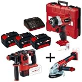Einhell Kit1 18V Li-Ion Ak&uuml;l&uuml; Matkap + Taşlama + Kırıcı Delici 3'L&uuml; K&ouml;m&uuml;rs&uuml;z Makina Seti