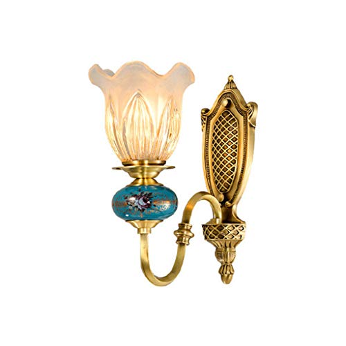 Preisvergleich Produktbild Amter Retro Wandleuchte, Europäische Kupfer Keramik Licht Wohnzimmer Wandleuchte, Flur Treppe Kupfer Lampe Einfache Schlafzimmer Nachttischlampe,15.5 * 36CM