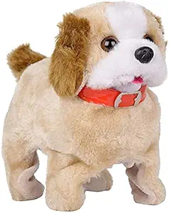 DIGIDEAL Jumping, Walking and Barking Dog Soft Toy Fantastic Puppy Battery Operated Back Flip Jumping Dog Jump Run Toy Kid (Brown)